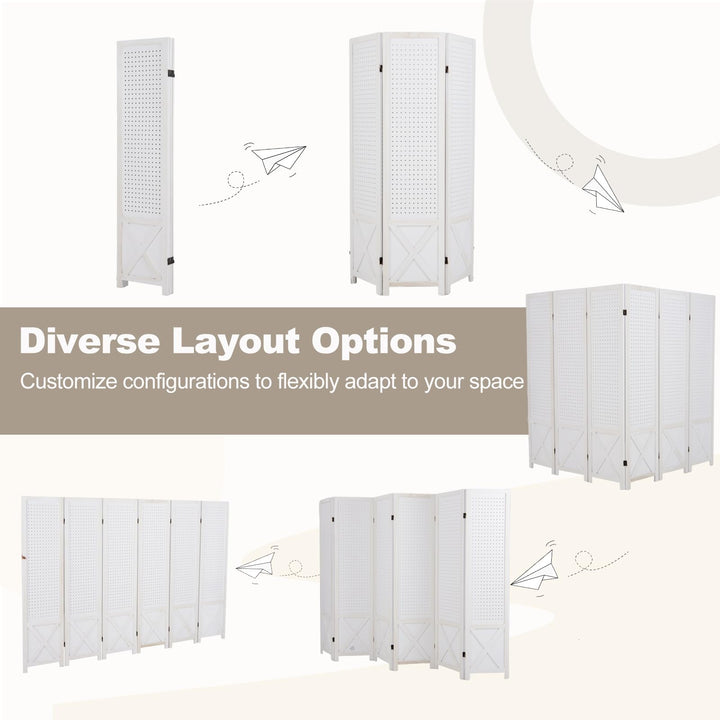 Giantex 6 Panel Pegboard Room Divider with Peg Board Storage (96"W x 67"H)