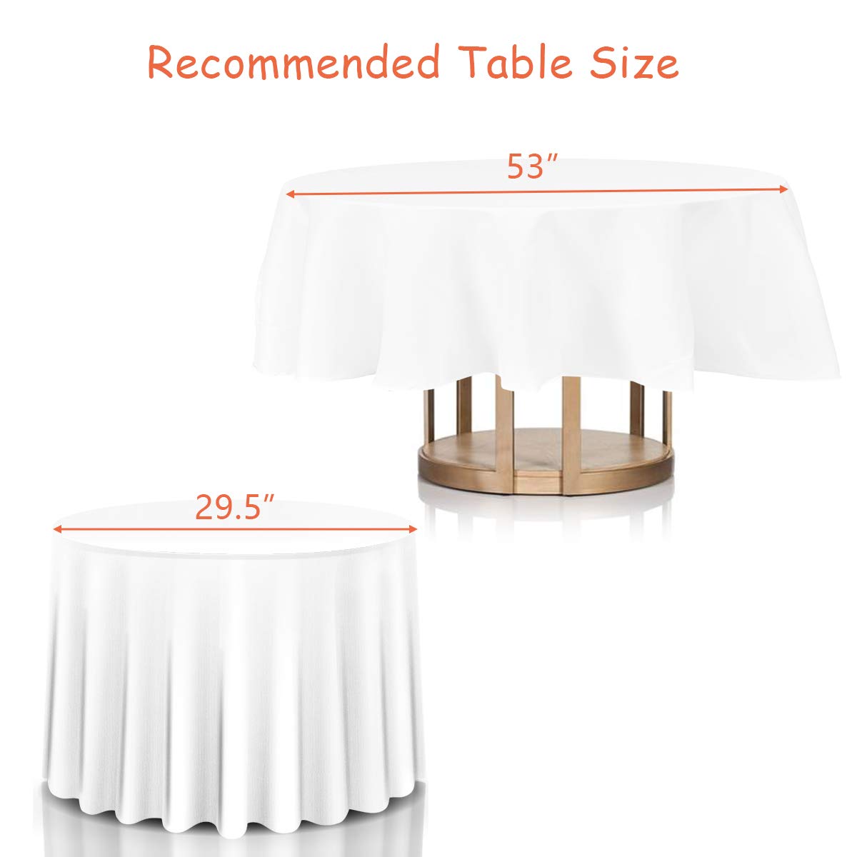 10 Pcs Round White Tablecloth 120-Inch, Premium Polyester Table Cover (White, 120")