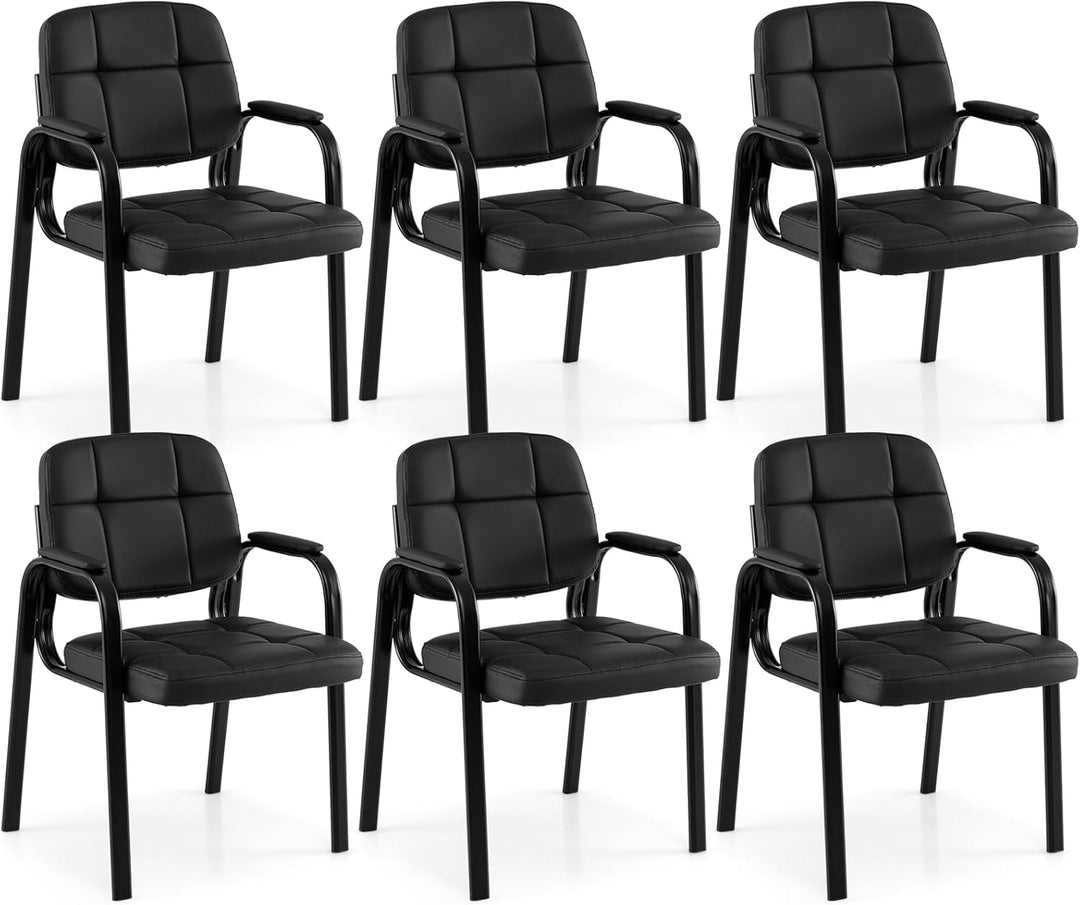 Giantex Leather Office Reception Chairs with Padded Armrests
