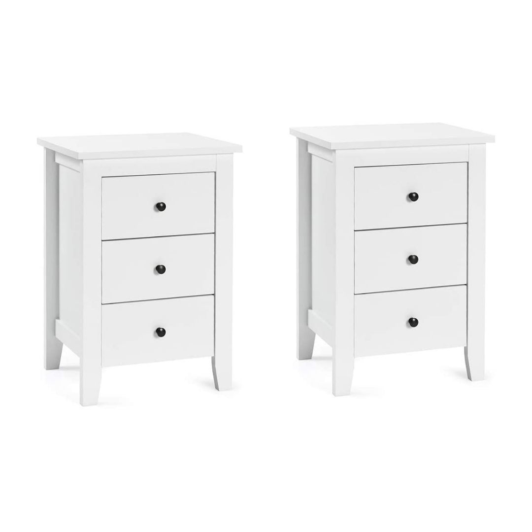 Giantex Nightstand W/ 3 Drawers Large Storage Space, Solid Structure and Stable Frame (1)