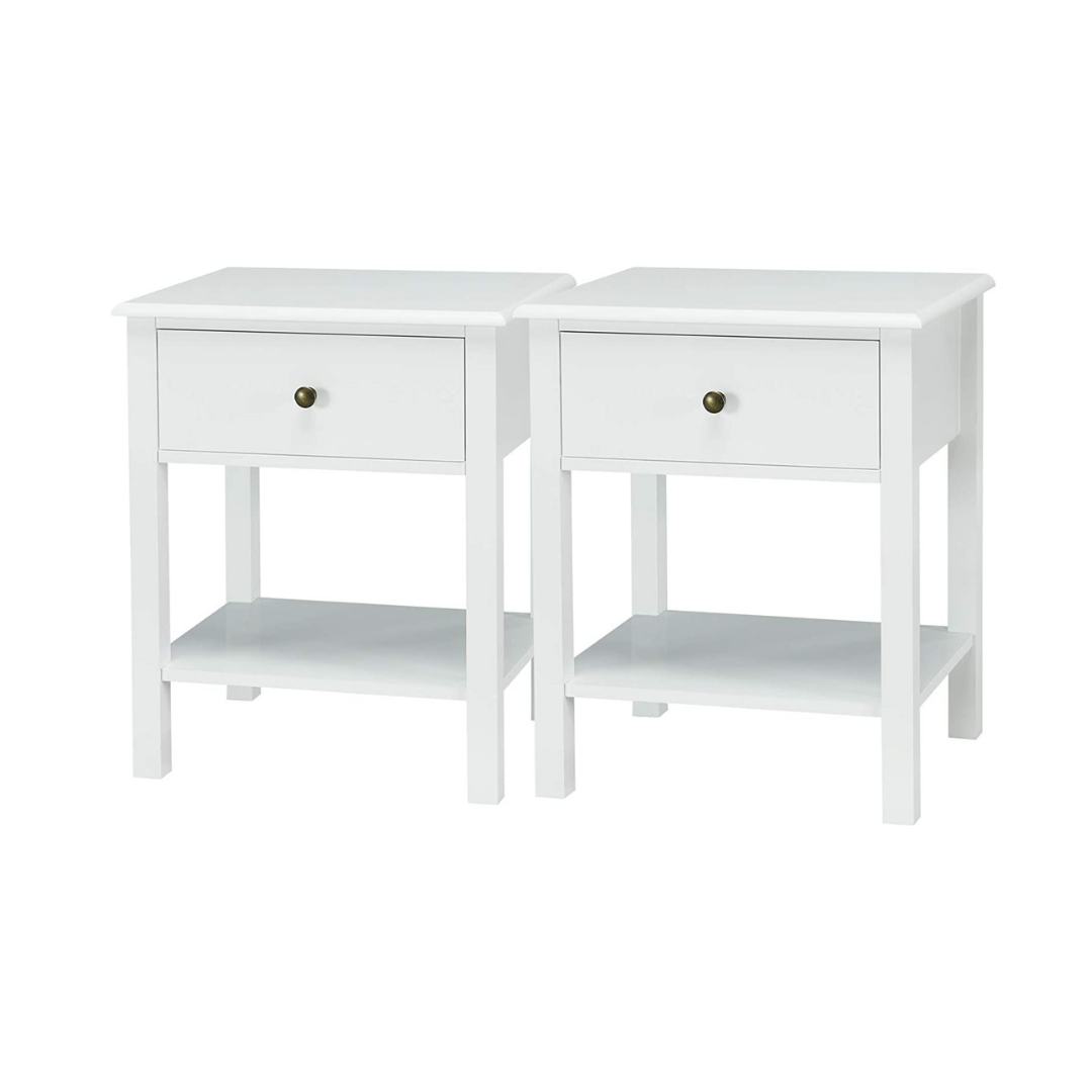 Giantex Nightstand W/Drawer and Shelf, Stable Frame Storage Cabinet