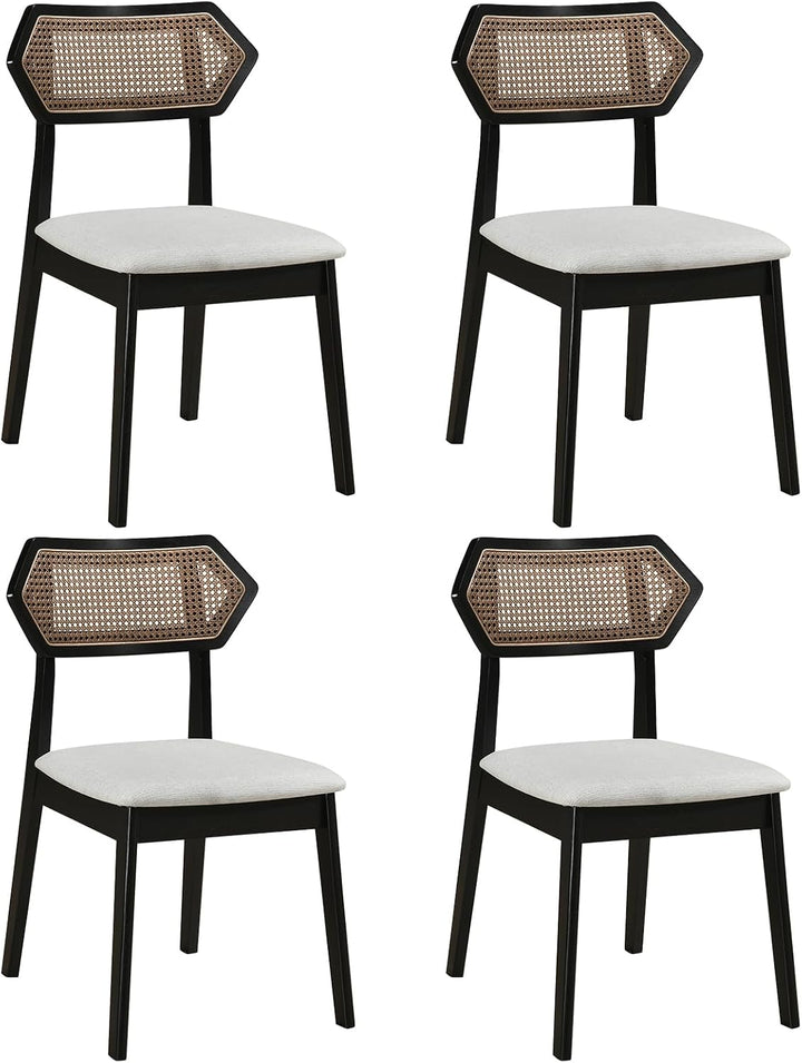 Giantex Wood Dining Chairs Set of 2/4 Rattan Upholstered with Solid Wood Frame