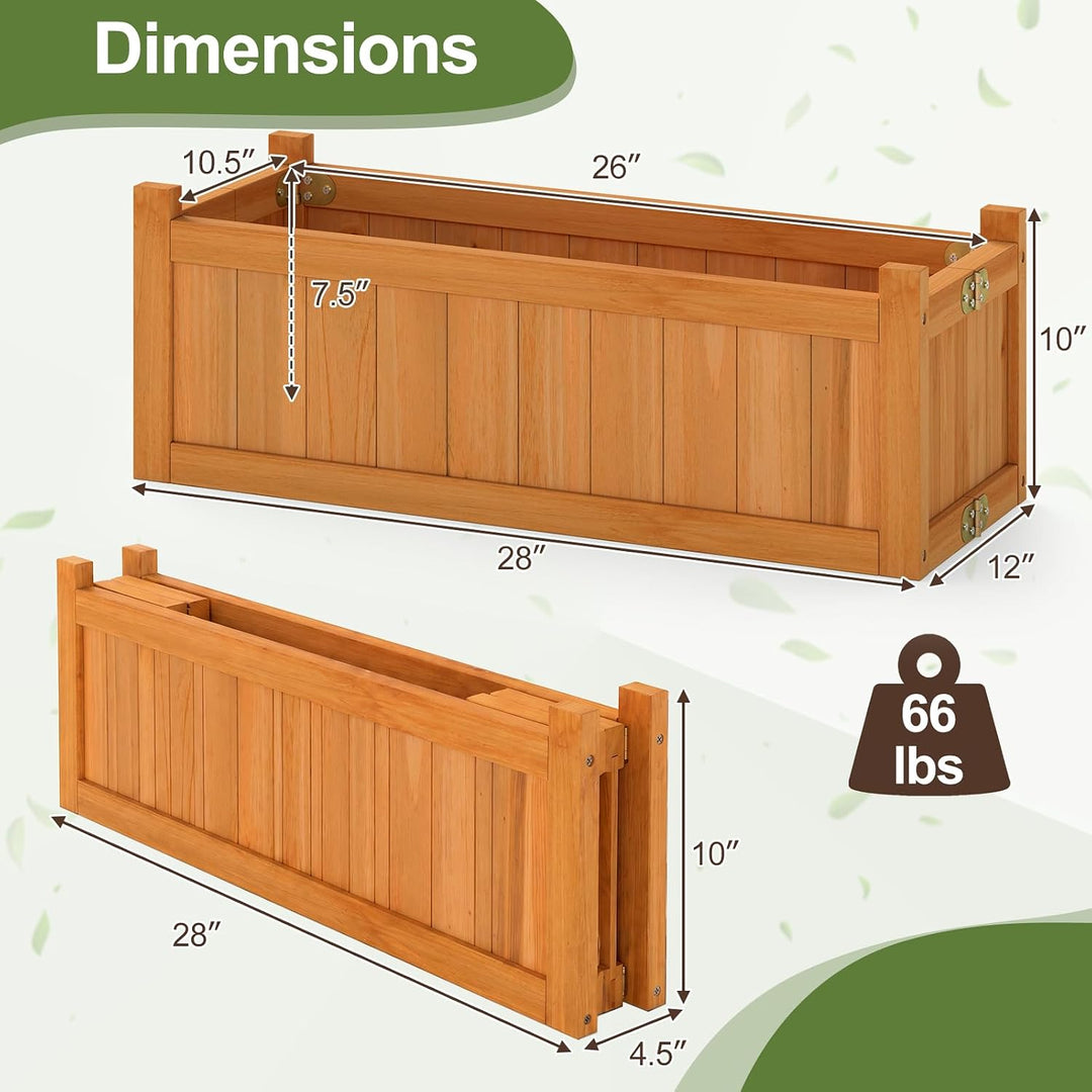 GIANTEX 27.5" Wooden Planter Box Folding Raised Garden Bed
