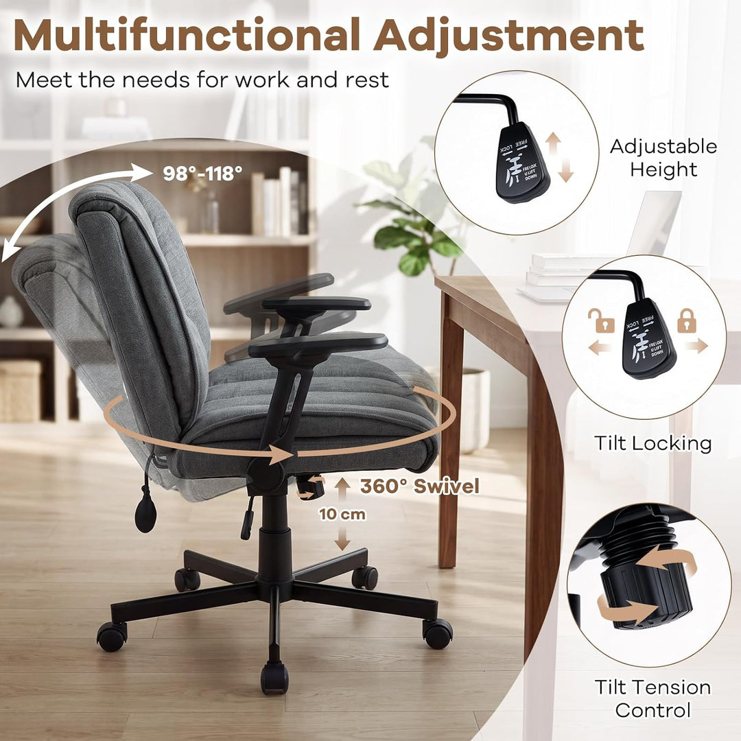 GIANTEX Criss Cross Home Office Chair with Airbag Lumbar Support