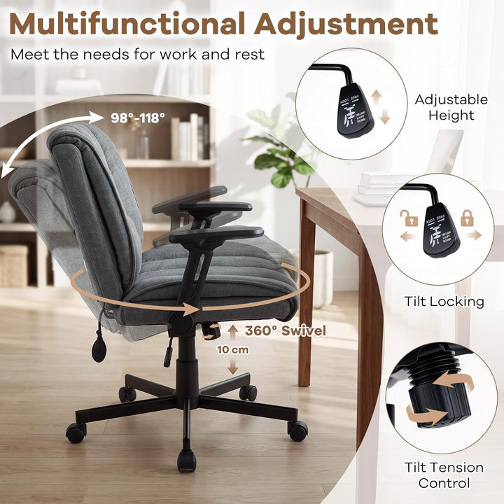 GIANTEX Criss Cross Home Office Chair with Airbag Lumbar Support