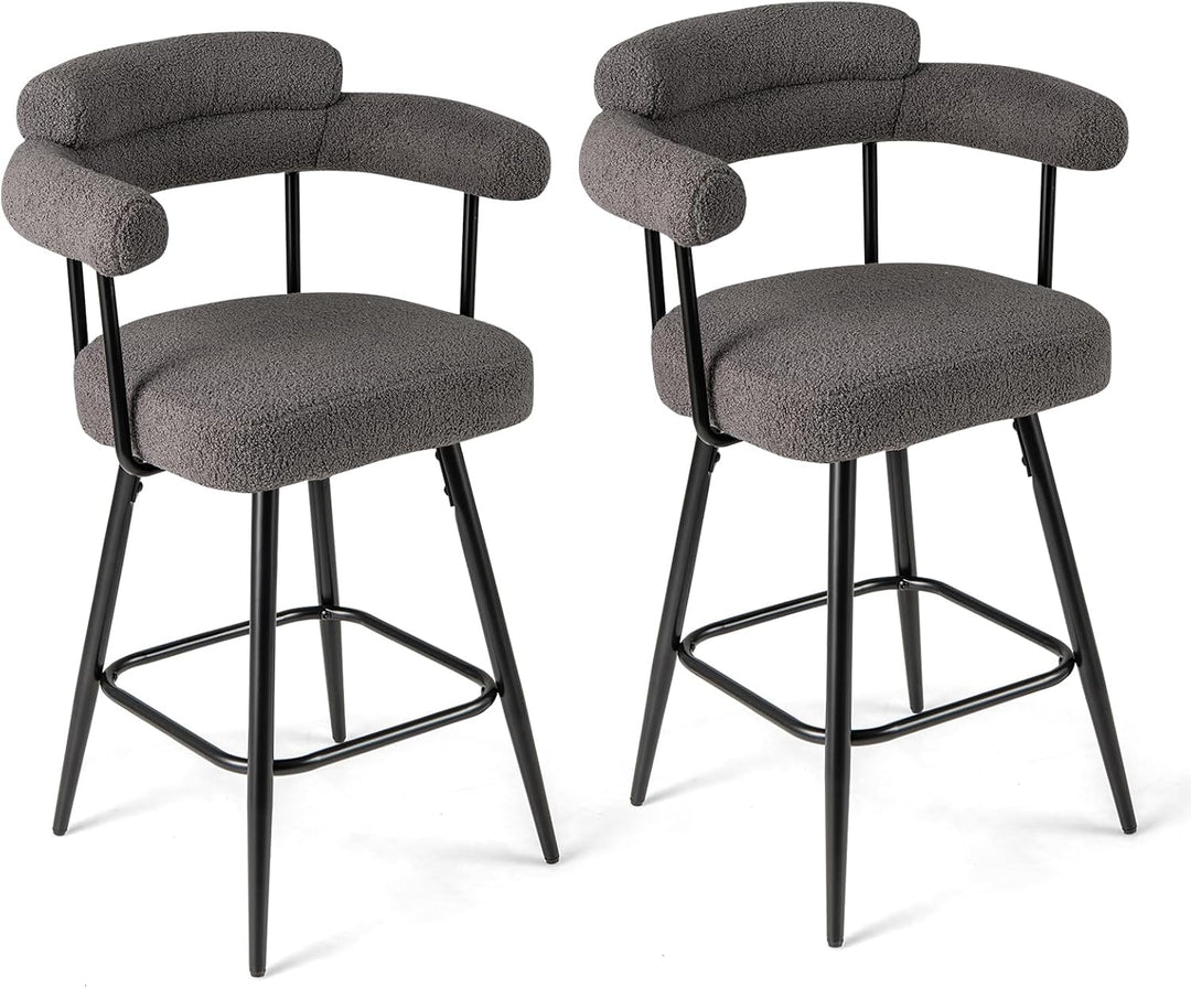 Giantex Swivel Bar Stool Set of 2/4 Counter Height Chairs with Curved Back and Arms