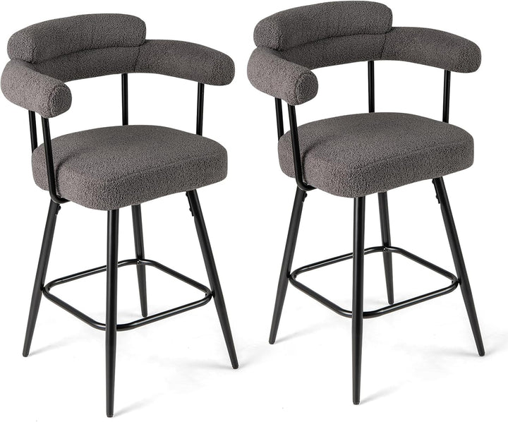 Giantex Swivel Bar Stool Set of 2/4 Counter Height Chairs with Curved Back and Arms