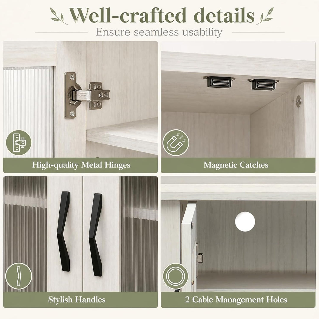 GIANTEX Shoe Storage Cabinet with 2 Doors and 3 Removable Shelves, White