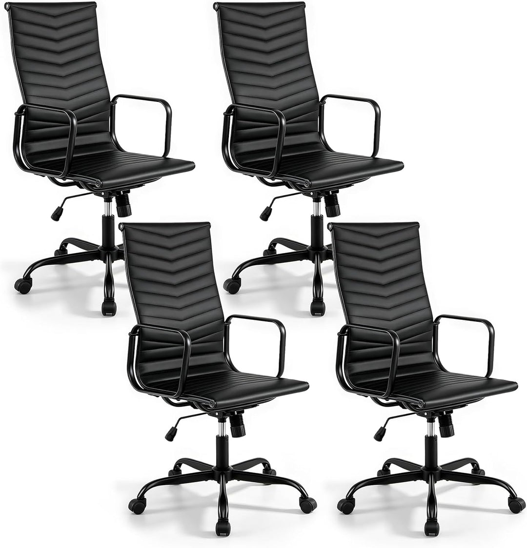 GIANTEX Home Office Chair Ribbed, High-Back PU Leather Desk Chair