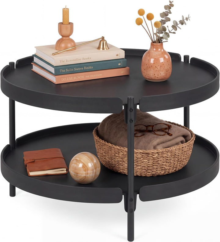 GIANTEX Small Round Coffee Table 24" Center Table with Storage