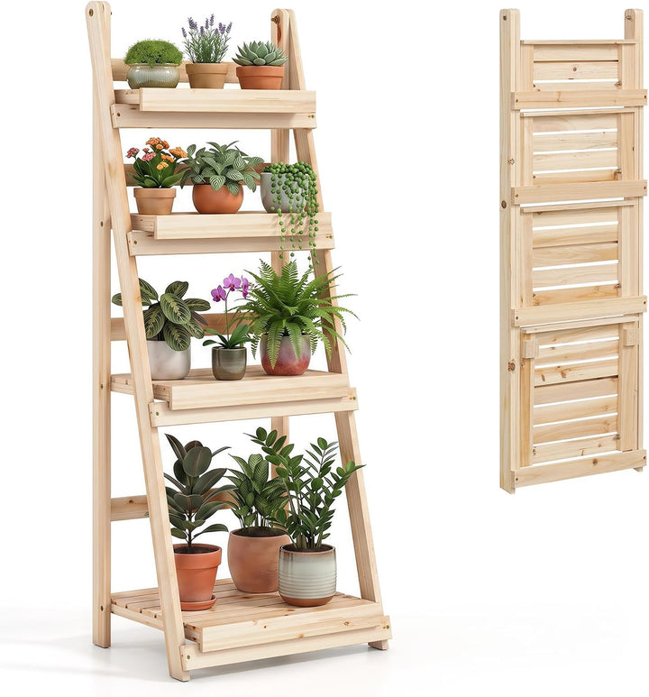 GIANTEX Foldable Wooden Plant Stand