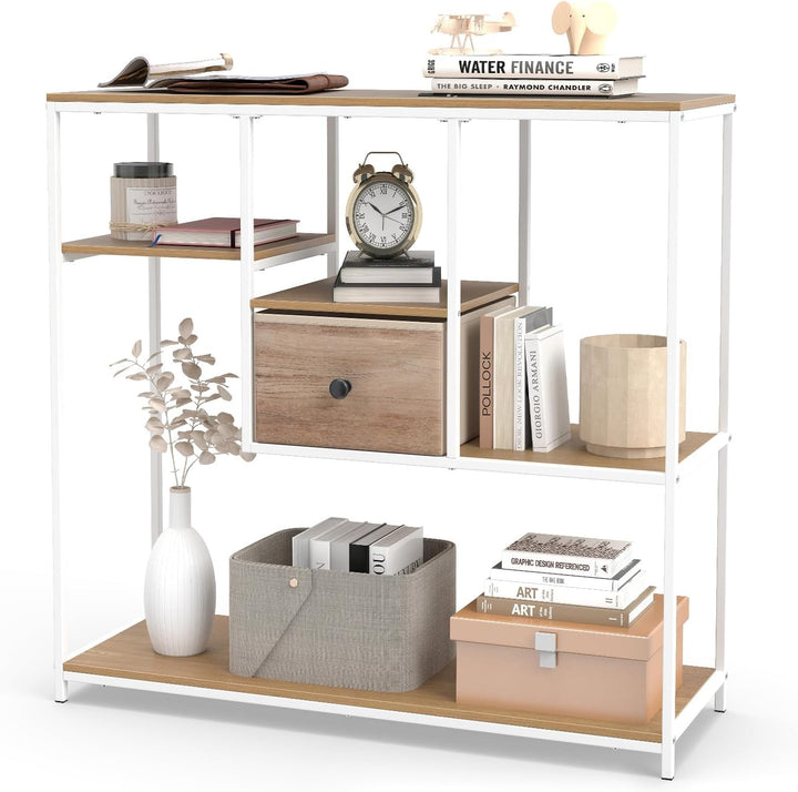 Giantex 40 Inch Console Sofa Table with Open Storage Shelves and Removable Drawer