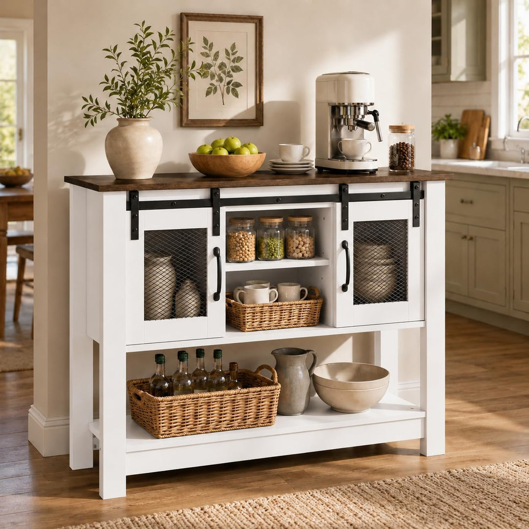 GIANTEX 40" Farmhouse Sideboard Buffet w/Sliding Barn Doors