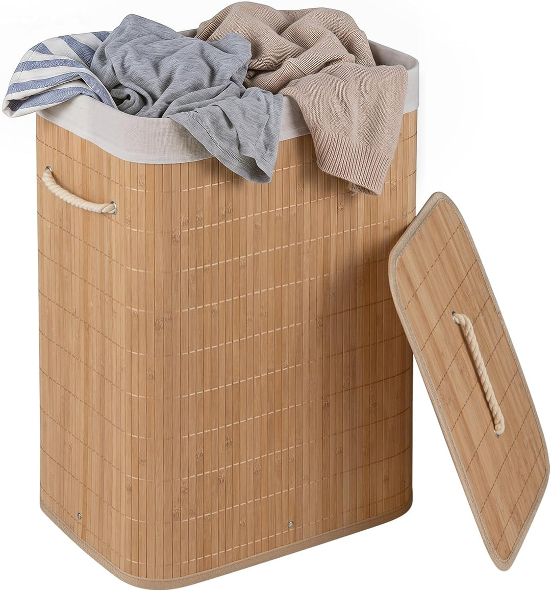 Giantex 19 Gal Bamboo Laundry Hamper w/Removable Liner &amp; Portable Handles