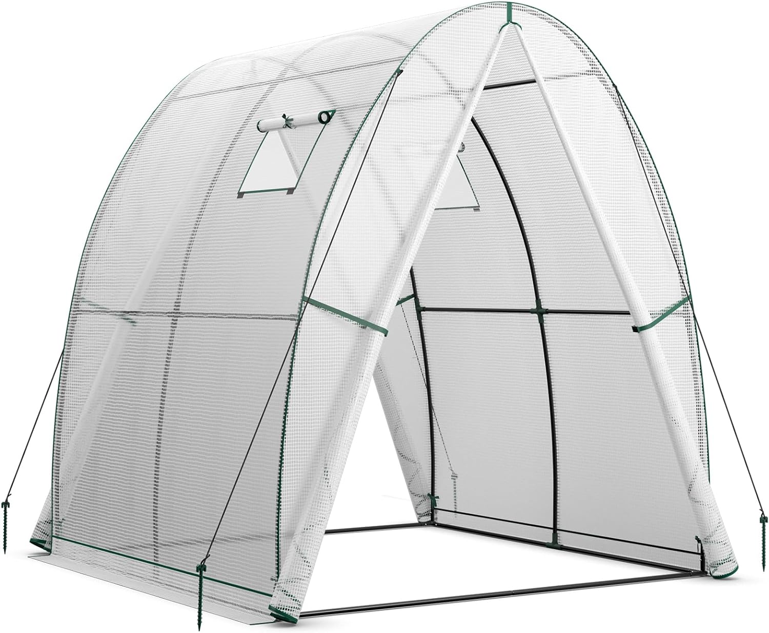 Giantex 6x6x6.6 FT Greenhouse, Outdoor Wall-in Tunnel Greenhouse with Ground Stakes, Rope, 2 Zippered Doors