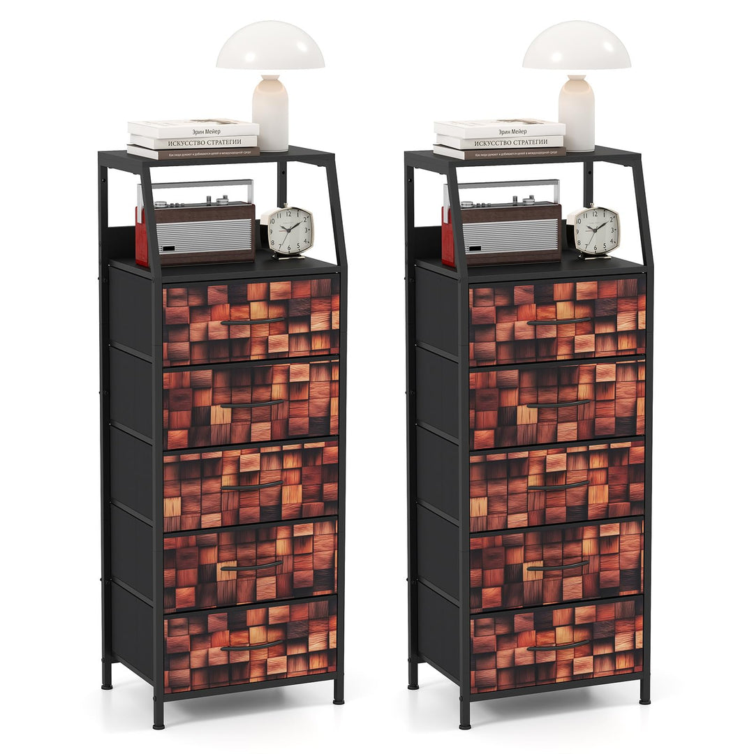GIANTEX Industrial Nightstand | Tall Dresser with Sturdy Metal Frame (1/2)