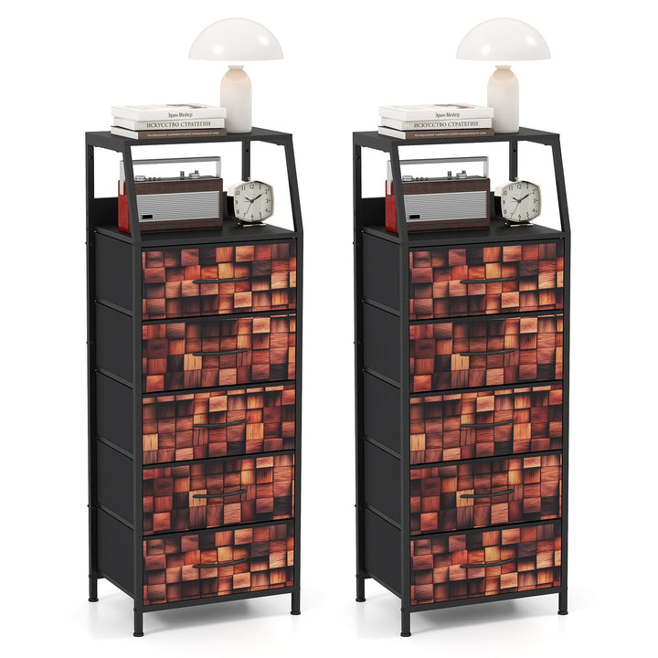 GIANTEX Industrial Nightstand | Tall Dresser with Sturdy Metal Frame (1/2)