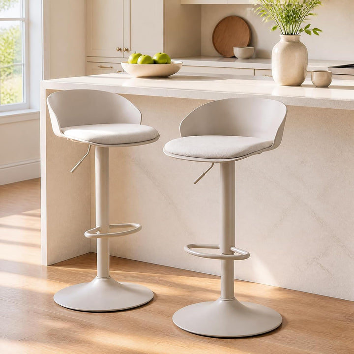 GIANTEX Swivel Bar Stools Linen Fabric Bar Chairs