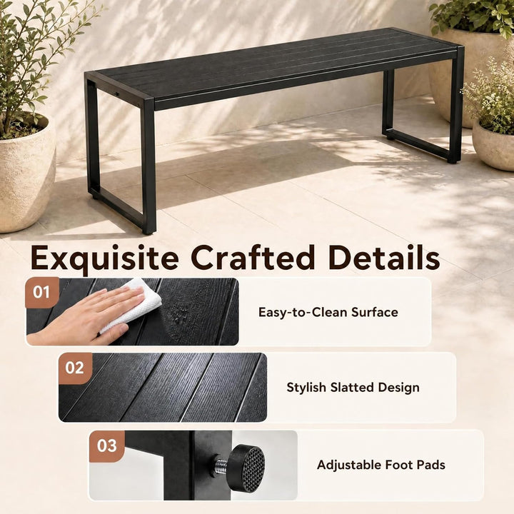 GIANTEX 48" Outdoor Bench, 2-3 Person Patio Dining Bench Backless