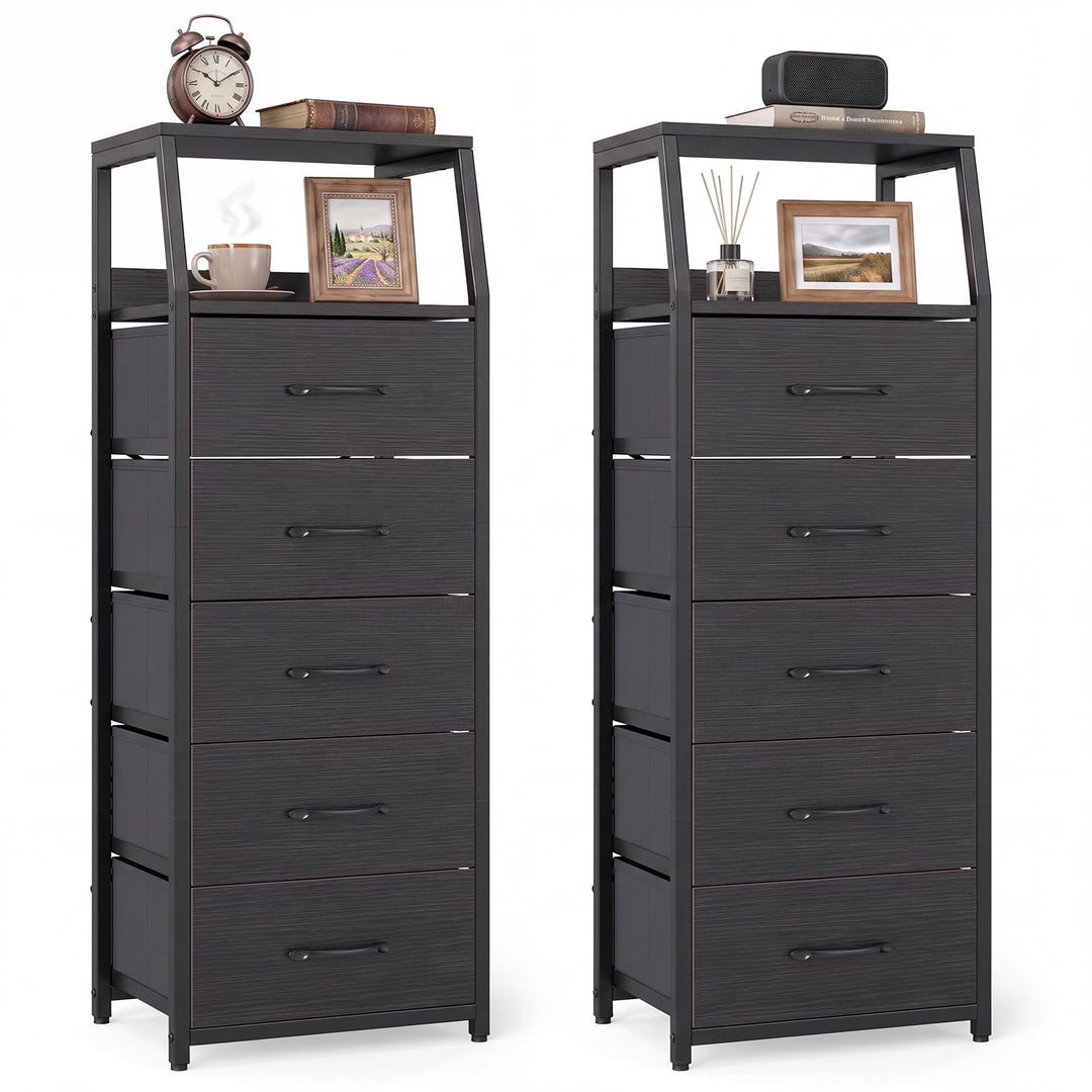 GIANTEX Tall Dresser with 5/4 Fabric Drawers (1/2)