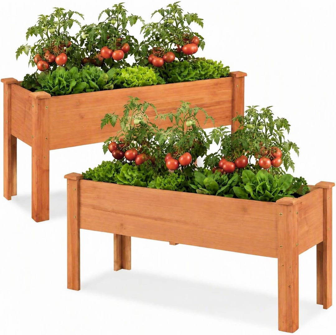 GIANTEX 47" Raised Garden Bed with Legs Elevated Fir Wood Planter