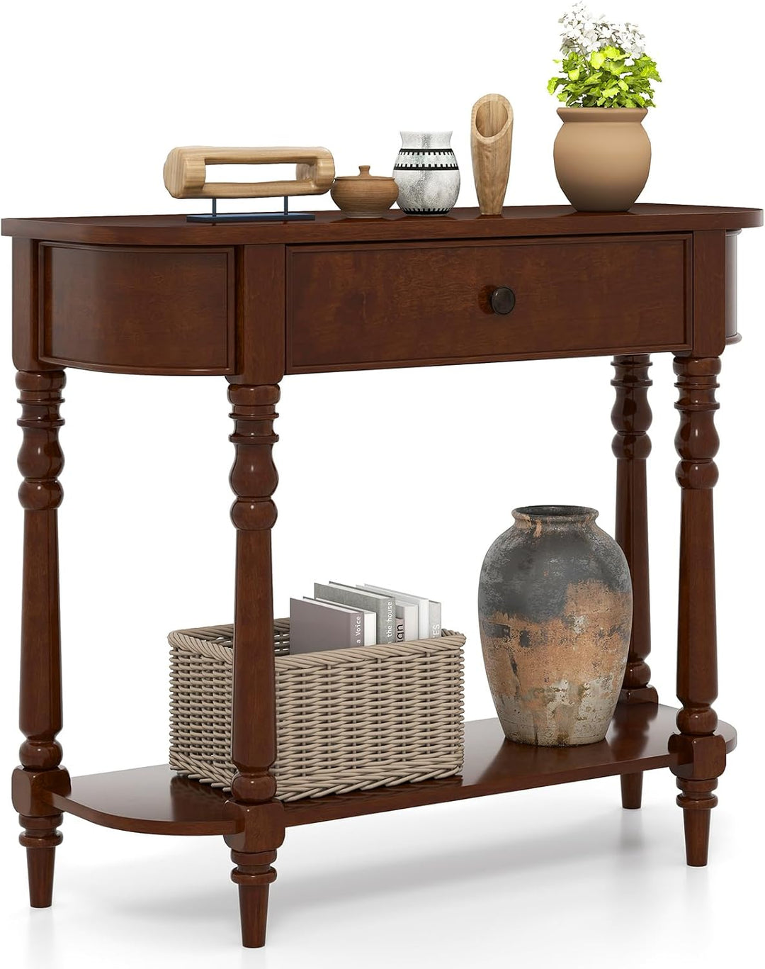 Giantex 36" Wooden Entryway Table with Storage Drawer & Open Shelf