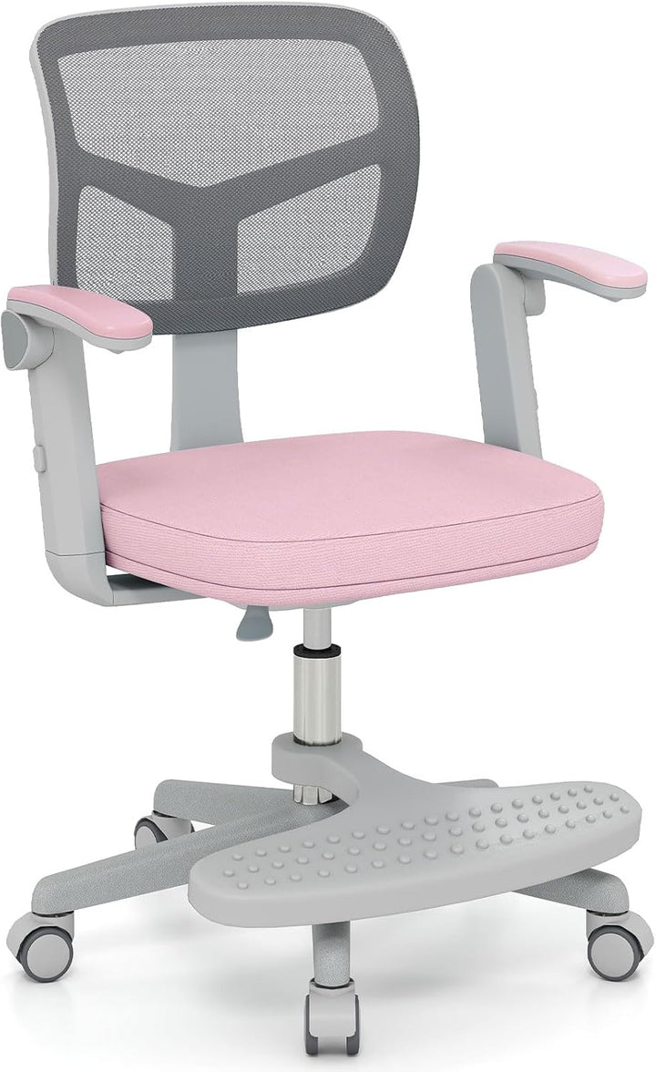 Kids Desk Chair, Ergonomic Adjustable Student Rolling Chair with Footrest & Flip-up Armrest