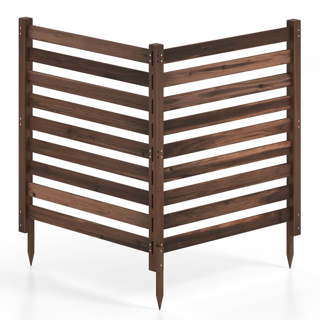 GIANTEX 42" No-Dig Slatted Outdoor Wood Privacy Screen (2/3/4)