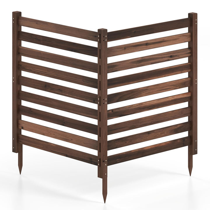 GIANTEX 42" No-Dig Slatted Outdoor Wood Privacy Screen (2/3/4)
