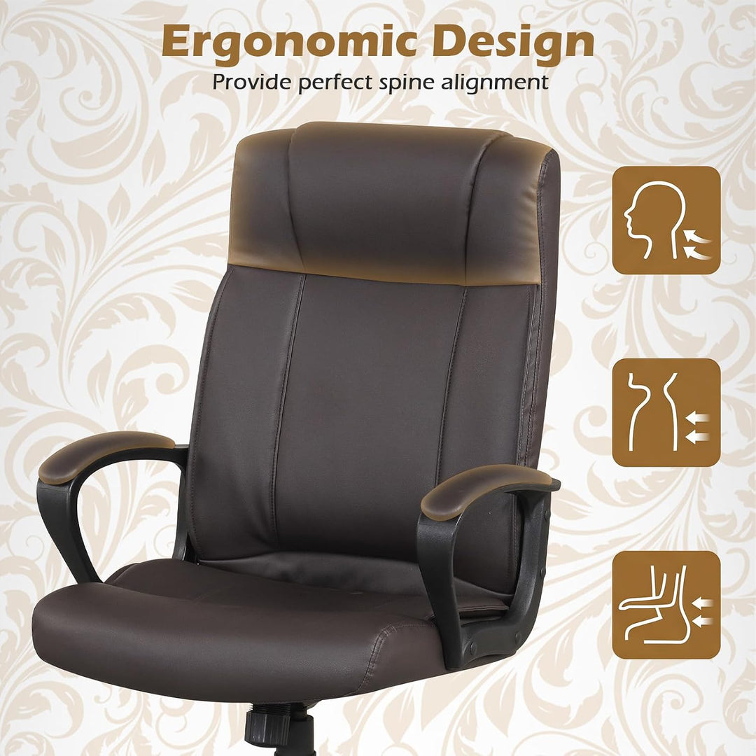 Giantex Faux Leather Office Chair Computer Desk Chair with Rocking Function