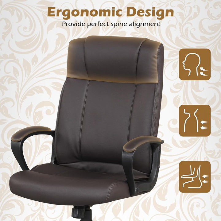 Giantex Faux Leather Office Chair Computer Desk Chair with Rocking Function