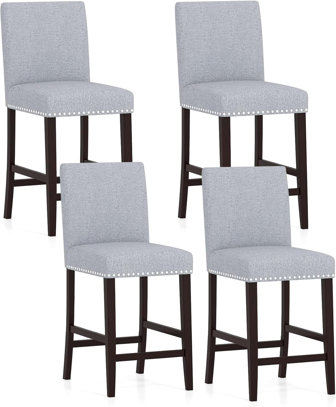 Giantex Modern Bar Stools Set of 2/4 26" Upholstered Counter Height Bar Stools w/Tilt Backrest