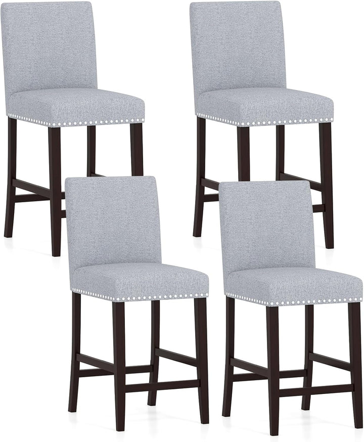 Giantex Modern Bar Stools Set of 2/4 26" Upholstered Counter Height Bar Stools w/Tilt Backrest
