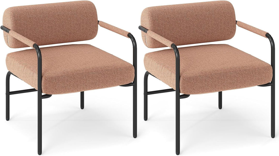 Giantex Velvet Upholstered Living Room Chair with Thickened Backrest & Metal Armrests