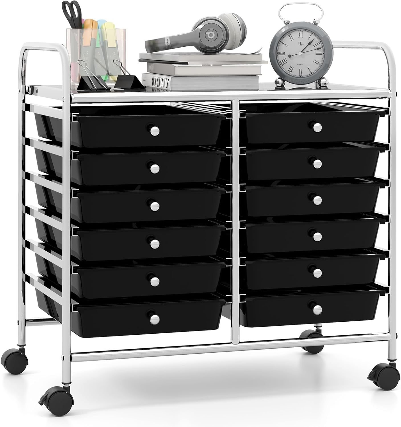 12 Drawers Rolling Cart for Office School Supplies - 25” x 15” x 24.5”