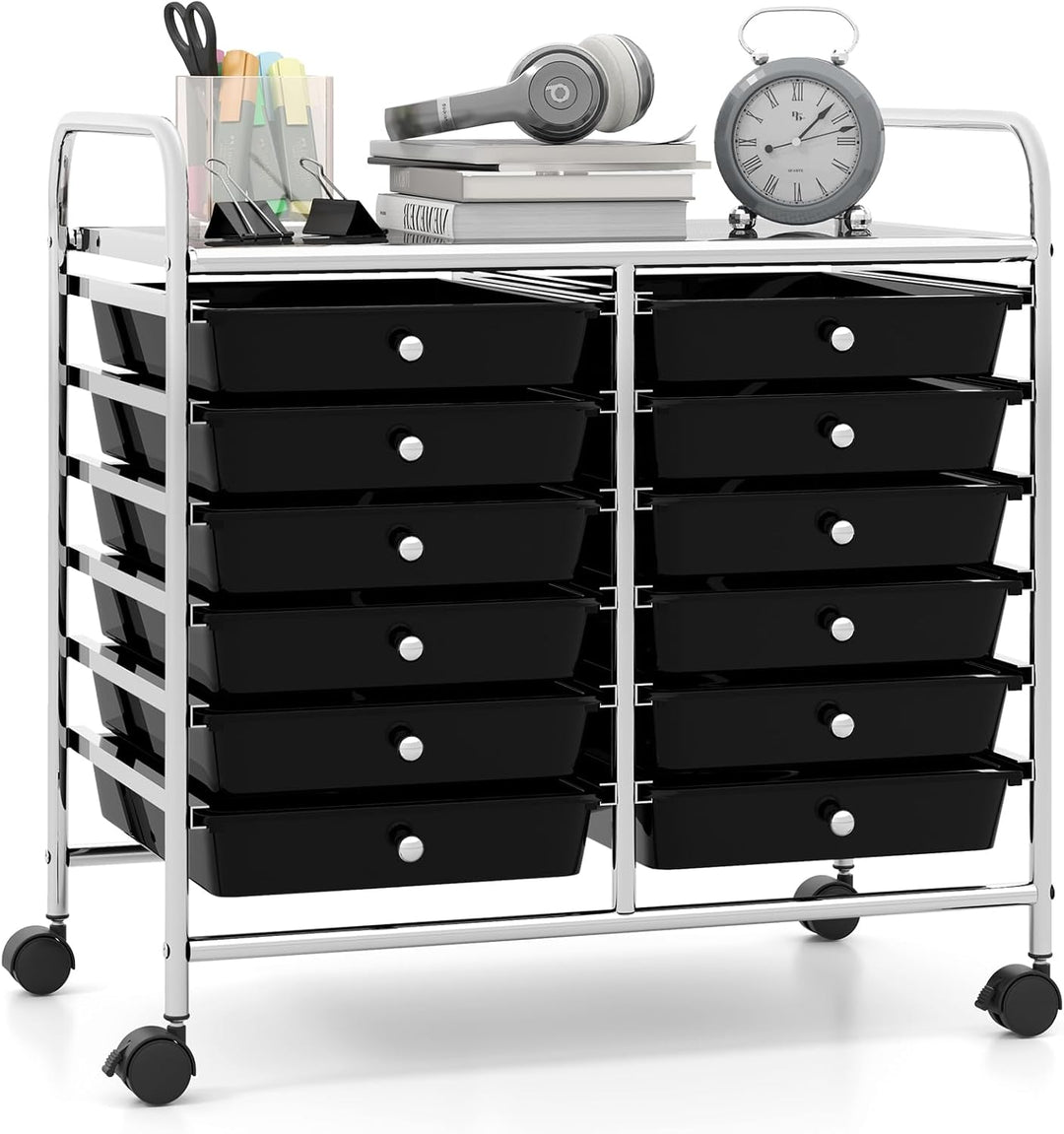 12 Drawers Rolling Cart for Office School Supplies - 25” x 15” x 24.5”
