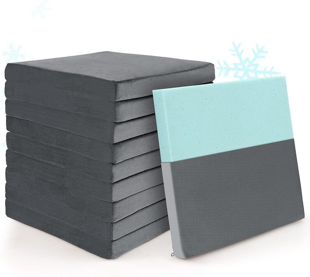 Giantex 10 Pack Gel Memory Foam Chair Cushions, 18" x 18" x 2" Square Floor Seat Cushions