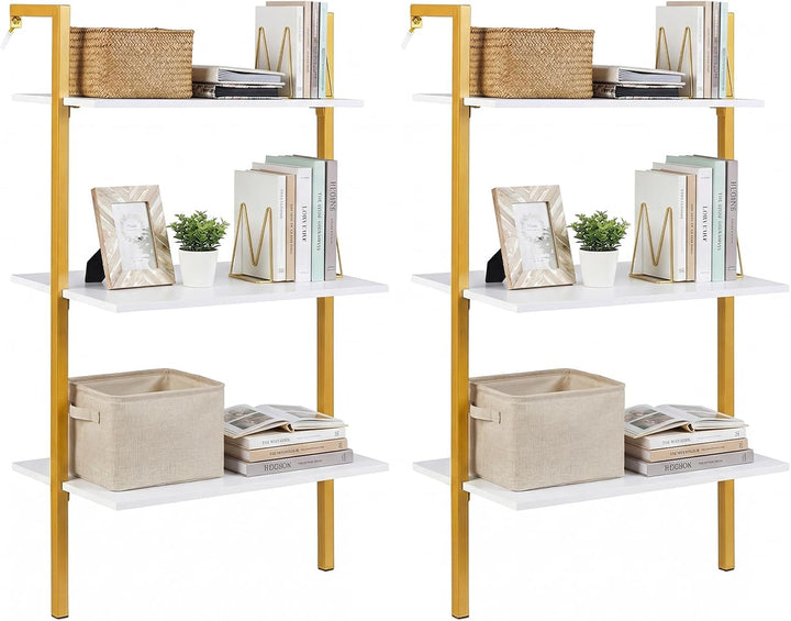 Giantex Ladder Shelf | 3-Tier Wood Wall Mounted Bookshelf with Metal Frame (1/2)