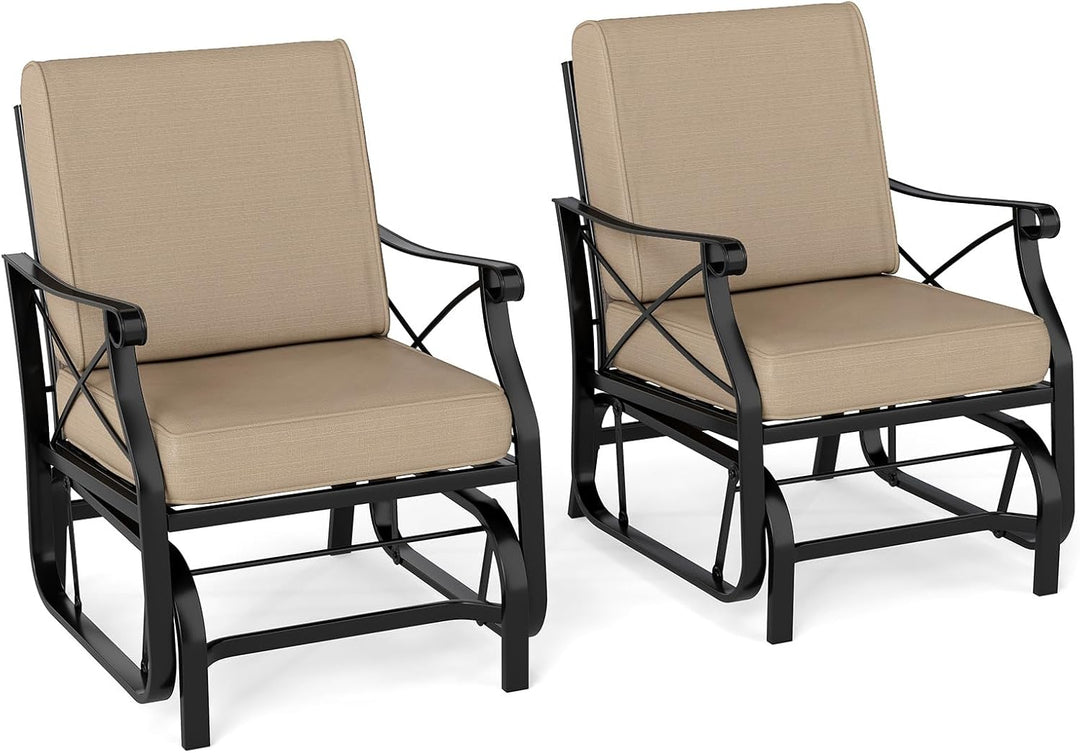 Giantex Patio Rocking Chai with Thick Removable Seat and Back Cushions