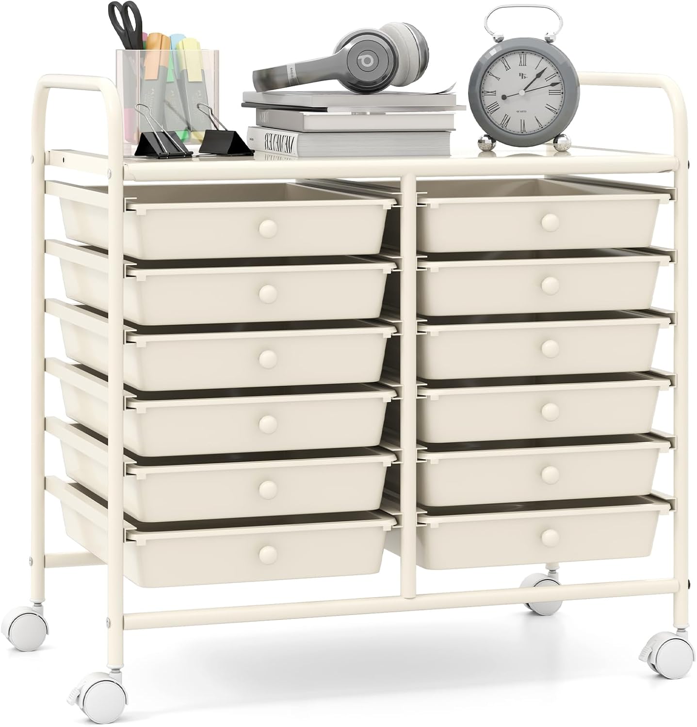 12 Drawers Rolling Cart for Office School Supplies - 25” x 15” x 24.5”