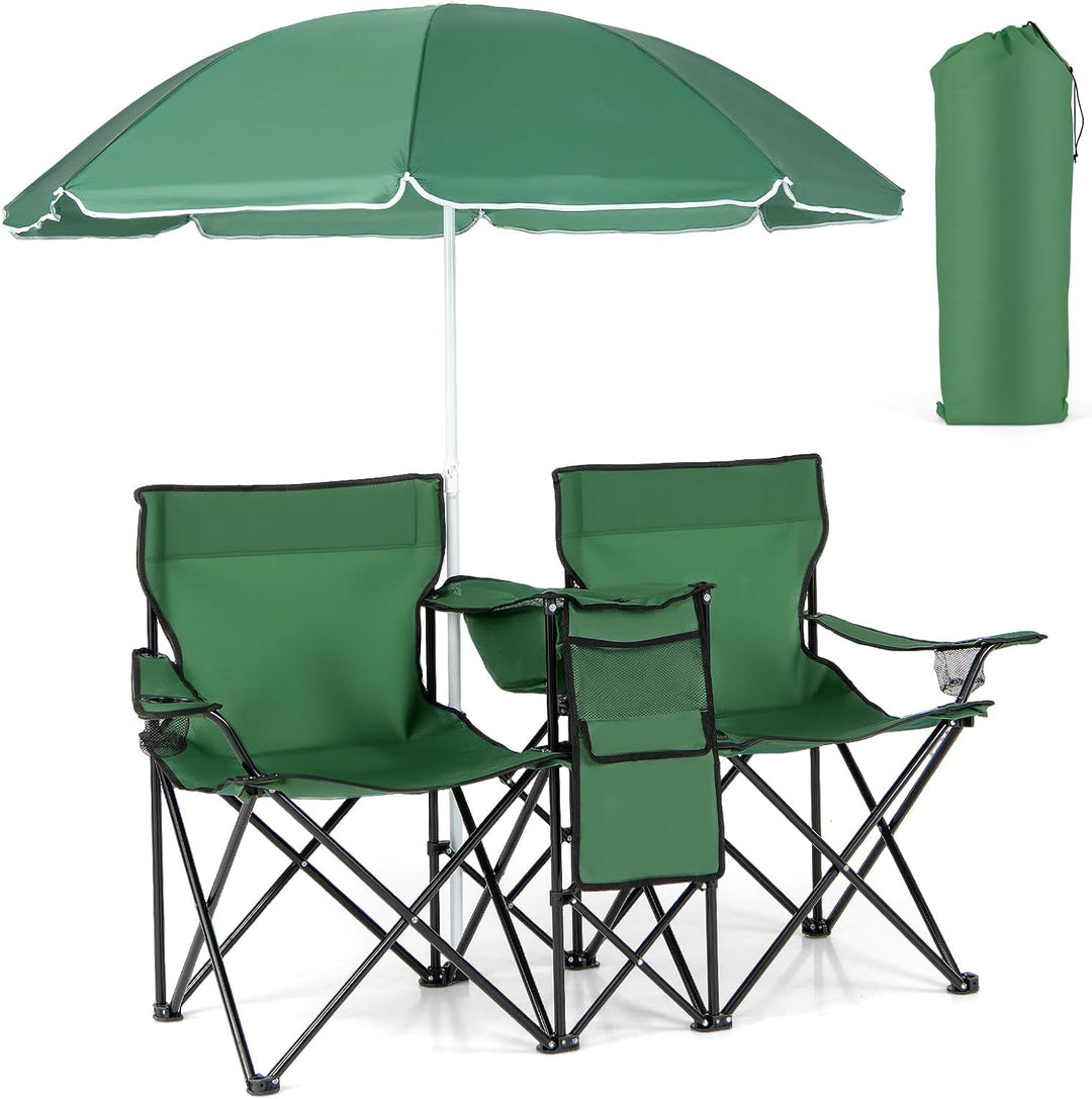 Giantex Camping Chairs Double Folding Chair with Canopy