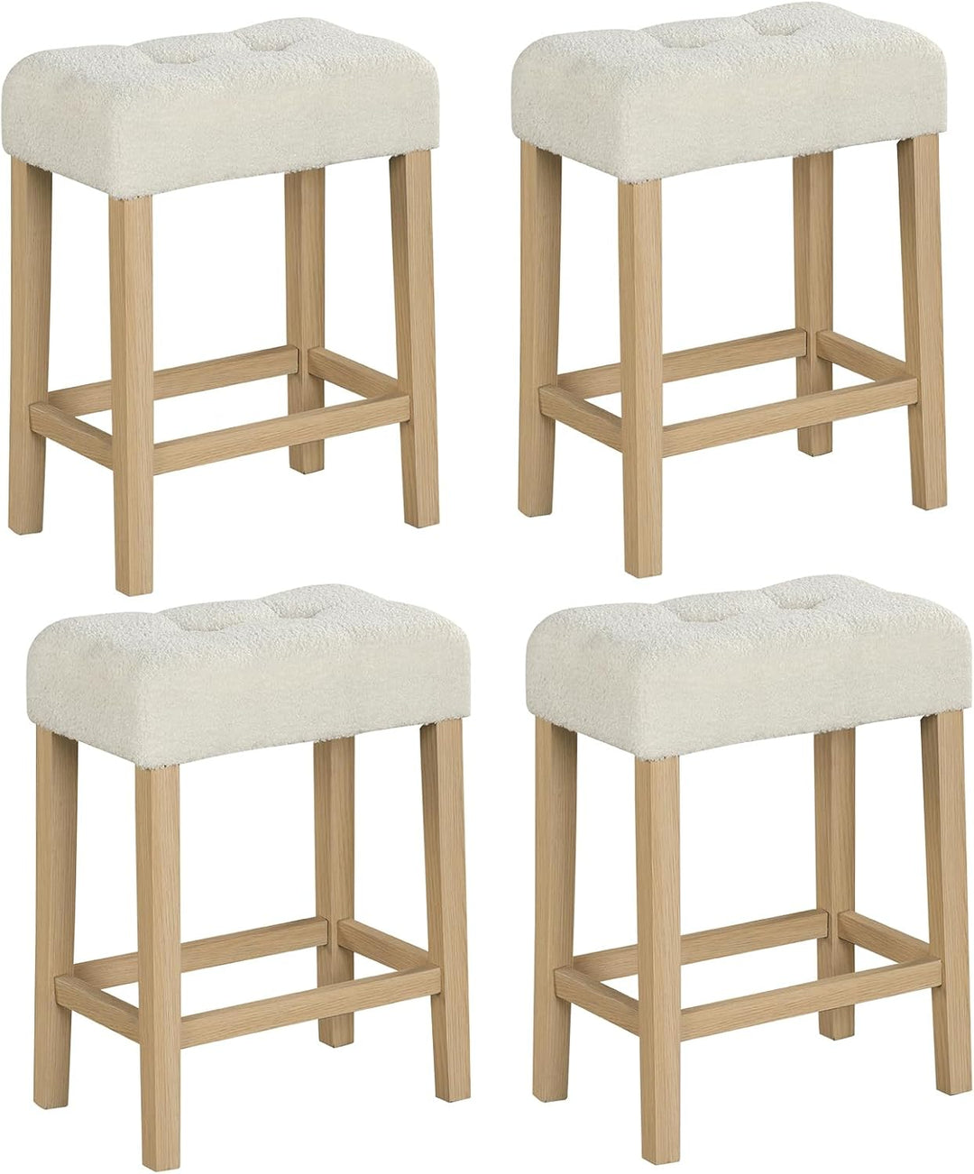 Giantex Sherpa Bar Stools, 24" Counter Height Kitchen Bar Stools with Cushioned Seat