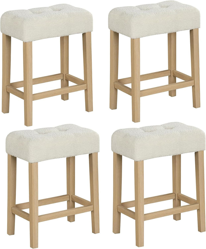 Giantex Sherpa Bar Stools, 24" Counter Height Kitchen Bar Stools with Cushioned Seat