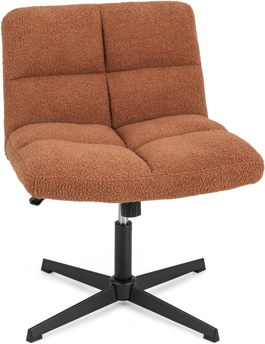 Giantex Cross Legged Office Chair, Faux Fur Armless Desk Chair with Wide Seat
