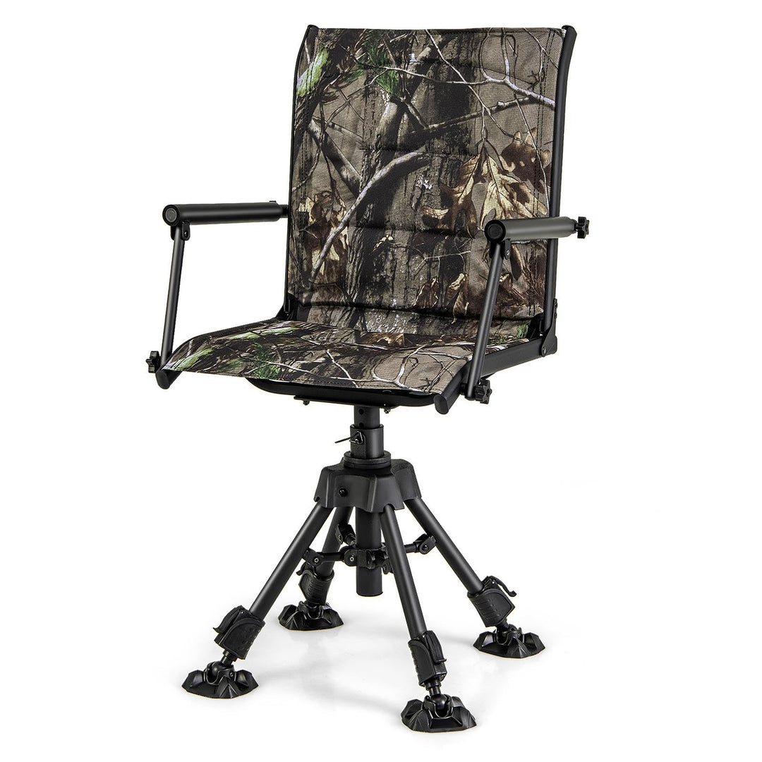 Giantex 360-Degree Swivel Hunting Blind Chair, Heavy Duty Folding Seat with Oversized All-Terrain Duck Feet for Muddy Ground