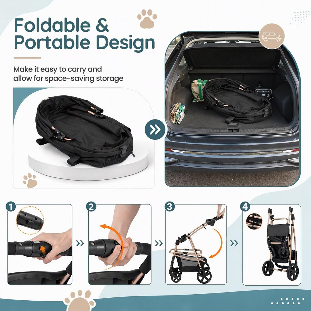 GIANTEX Dog Stroller for Small Dogs &amp; Cats with Detachable Carrier