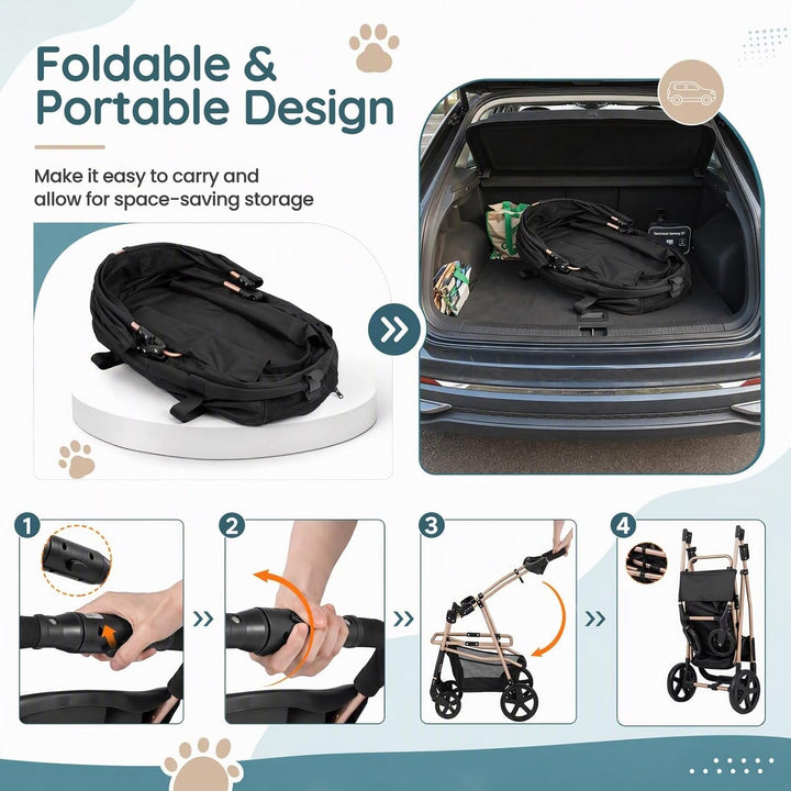 GIANTEX Dog Stroller for Small Dogs &amp; Cats with Detachable Carrier