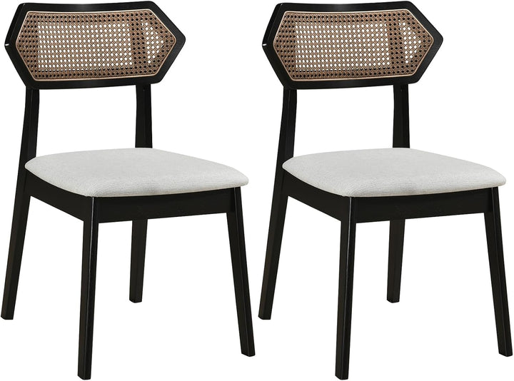 Giantex Wood Dining Chairs Set of 2/4 Rattan Upholstered with Solid Wood Frame