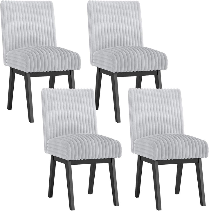 Giantex Fabric Upholstered Channel Tufted Kitchen Chair w/ 6" Thick Padded Seat & Backrest