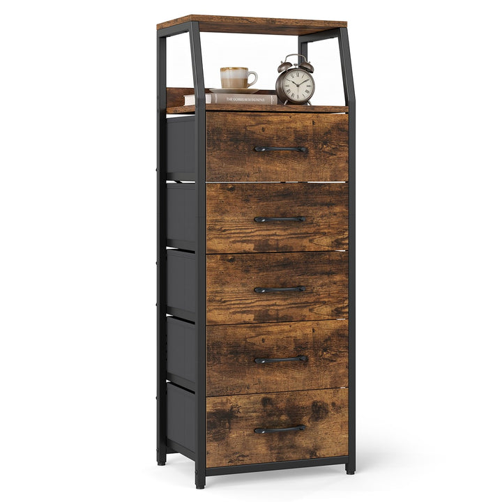 GIANTEX Tall Dresser with 5/4 Fabric Drawers (1/2)